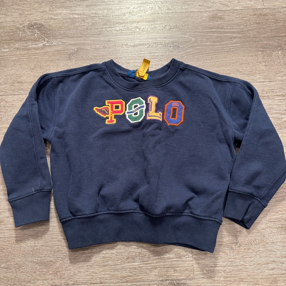 Polo Ralph Lauren Sweater Girls 5 Pullover Polo Sweatshirt  Logo Spellout Casual